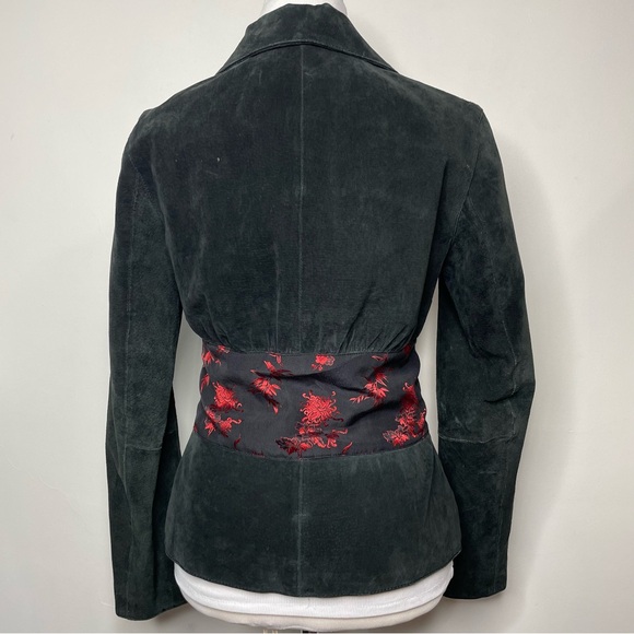 Vintage Wilsons Leather Maxima Women's Jacket Blazer Suede Floral Satin Waist S - Picture 5 of 15